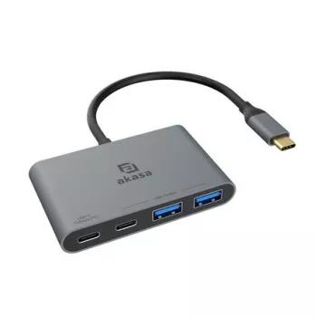 Akasa 4 port USB-C USB 3.2 Gen 2 multiport hub s konektorom samec rýchlonabíjací port - kábel - digitálny/dátový