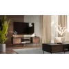 TV skrinka cama meble EF CORTINA 180×40×60 cm, vrchná doska čierna, rám orech