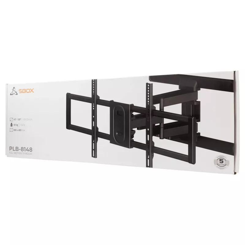 SBOX PLB-8148 sklopný a otočný nástenný držiak na TV, 43-100 palcov, 60 kg, VESA 800x400