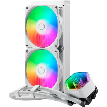 Kvapalinový chladič CPU Cooler Master MasterLiquid 240 Core II biely — 240 mm, 2x 120 mm ventilátory (650–1750 RPM), klzné ložisko