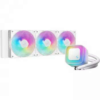 All-in-One kvapalinový chladič DeepCool LE360 WH V2 12 cm biely — 360 mm radiátor, 3x120 mm ventilátory, podpora LGA 1851