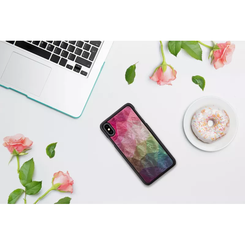Ochranné puzdro iKins pre iPhone XS Max – dizajn vodných kvetov, čierna