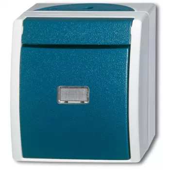 BUSCH JAEGER BJ 2621WGL-53 kolískový tlačidlový spínač s osvetlením ocean IP44 sivý/modrozelený