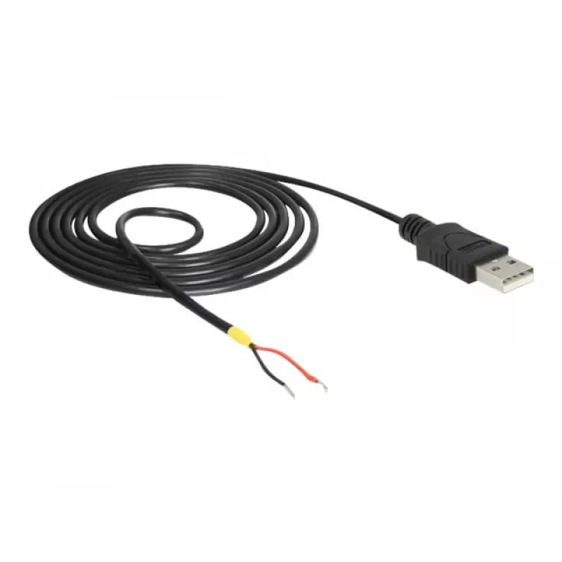 Delock kábel USB2.0 Type-A konektor samec > 2 x otvorené konce kábla - 1,5 m - čierny (85664)