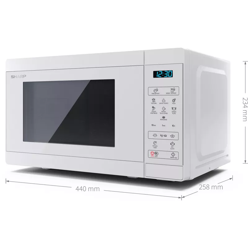 Sharp | Mikrovlnná rúra | YC-MS02E-C | Voľne stojaca | 800 W | Biela