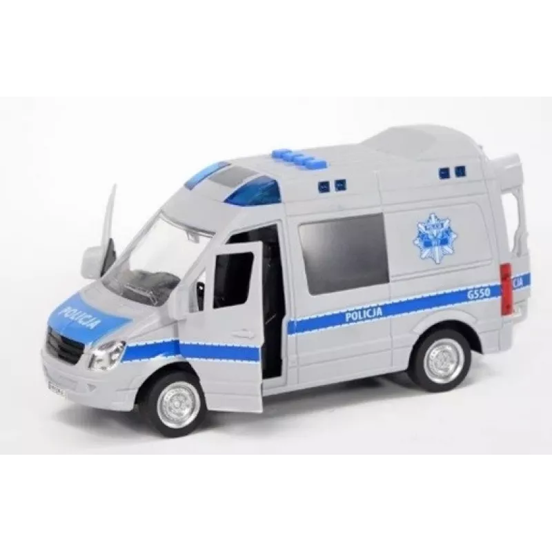 Mechanická hračka Madej model 075007 — polícia so zvukom, naťahovací mechanizmus