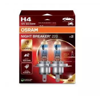 Halogénová žiarovka do svetlometu Osram NIGHT BREAKER 220 H4 — dvojbalenie, 12V 60/55W