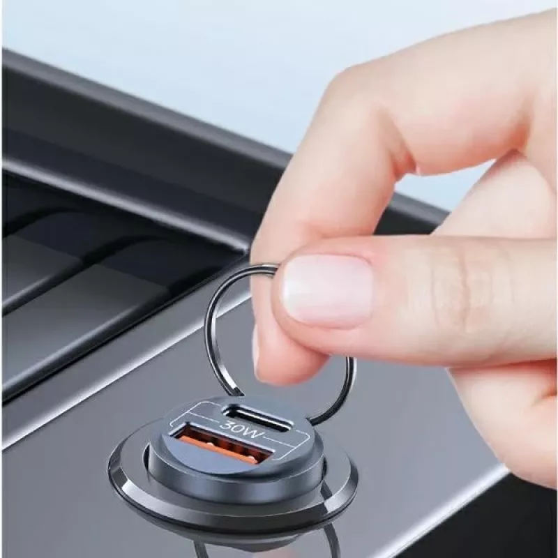 Auto nabíjačka usams C38 30W — 1x USB-A + 1x USB-C rýchle nabíjanie