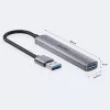 Unitek H1208A USB-A rozbočovač, 4 porty (1x USB-A 5 Gbps, 3x USB-A 2.0), hliník, strieborný