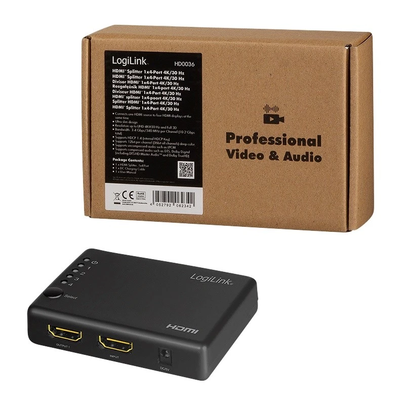 HDMI rozbočovač 1x4-port, 4K/30Hz