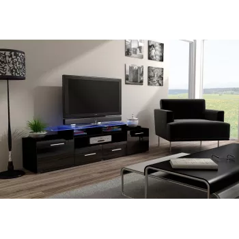 Cama TV stojan EVORA 200 čierny/čierny lesklý