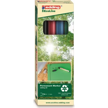 EDDING EcoLine 25 - čierna - modrá - zelená - červená - guľatý hrot - viacfarebná - plast - 1 mm - viacbalenie