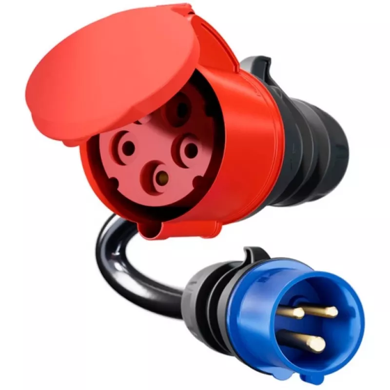 go-e adaptér Gemini flex 22 kW na CEE modrý 16 A – čierny – rovný – rovný – IP55 – 22 kW – 16 A