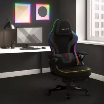 Herná stolička huzaro HZ-FORCE 4.6 RGB čierna Mesh — ergonomická, výškovo nastaviteľná, RGB osvetlenie, látkové sedadlo, max. 130 kg