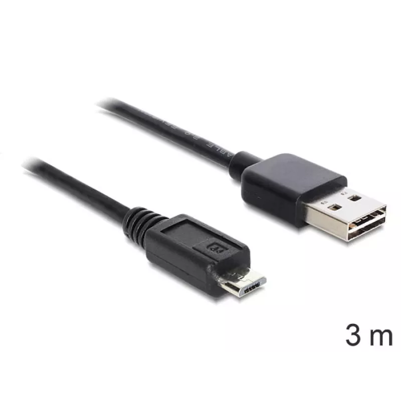 USB kábel DeLOCK EASY-USB 2.0-A - USB 2.0 Micro-B 3 m