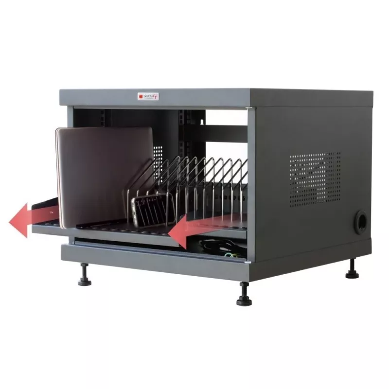 Rackový regál TECHLY 367652 organizér káblov s 3M lepiacou páskou, oceľ, 550×550×410 mm, čierny