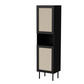 Úložná skriňa cama meble JUTA 50×39,5×190 cm, stojaca pri stene, čierna s povrchom Linol Calabria