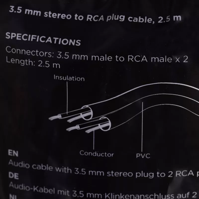 Gembird 2,5 m, 3,5 mm/2xRCA, M/M audio kábel čierna, červená, biela