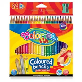 Colorino Kids trojhranné farebné ceruzky 24 farieb (s strúhadlom)