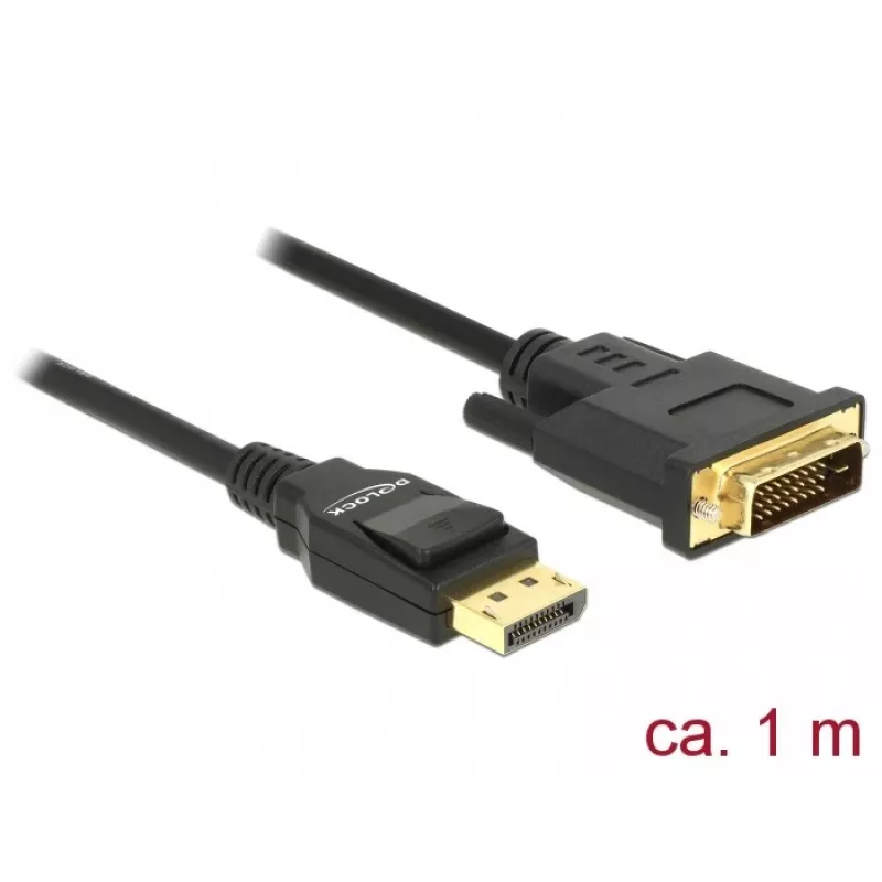Video kábel adaptér DeLOCK 85312 1m DisplayPort na DVI-D čierny
