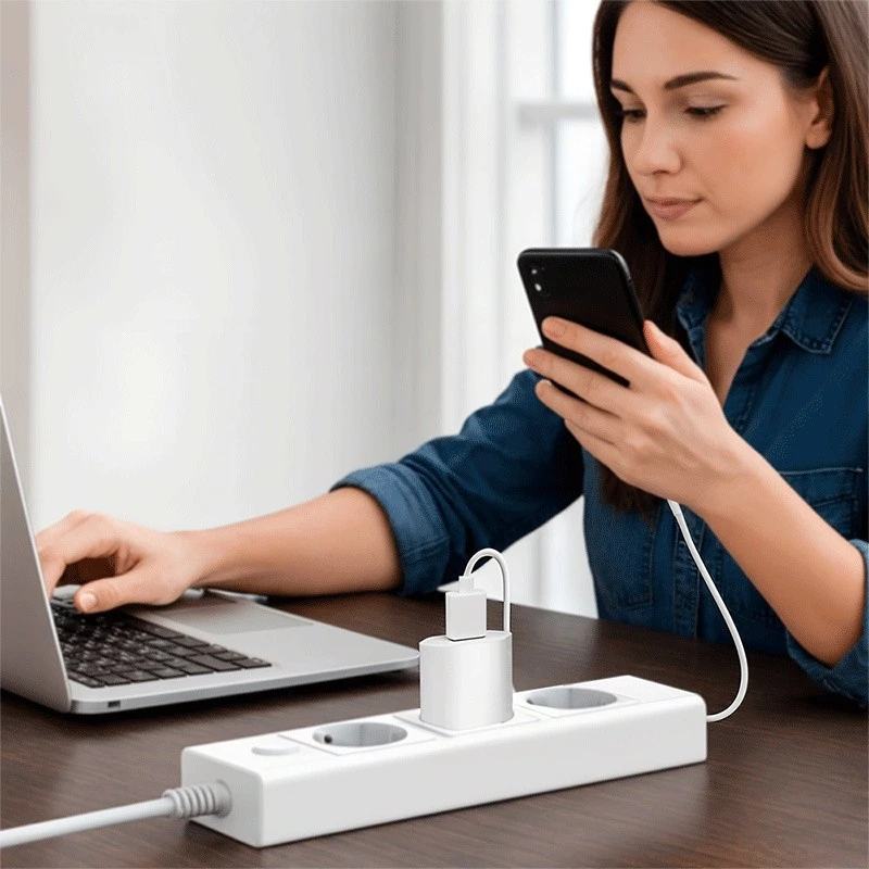 USB-A zásuvkový adaptér, 5W, 5V/1A, 1xUSB-A biely