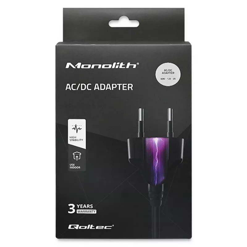 Desktopový napájací zdroj QOLTEC 60W 12V 5A pre prenosné zariadenia
