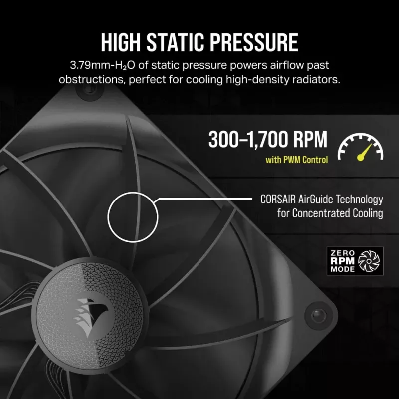 Lüfter Corsair iCUE LINK RX140 14 cm čierna 300-1700 U/min