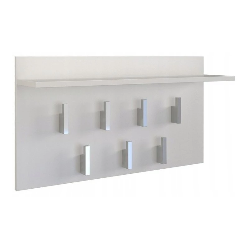 Vešiak Top e shop WIESZAK 2F BIEL MAT, drevotrieska, 7 hákov, 700×200×400 mm