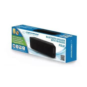 Stereo prenosný reproduktor ESPERANZA FOLK čierny — 6 W RMS, Bluetooth, microSD, LiPo batéria