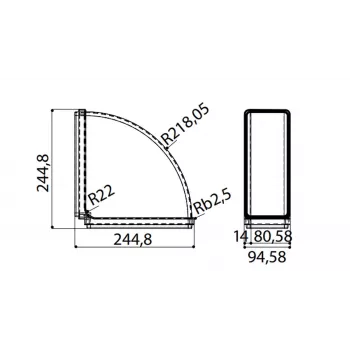 Faber Curve CRO 90 – 90° koleno pre obdĺžnikový odťahový kanál 220 x 90 mm