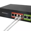 Ethernet PoE switch QOLTEC 52289 — 4x RJ45 PoE porty, 2x RJ45 uplink, 65W PoE rozpočet