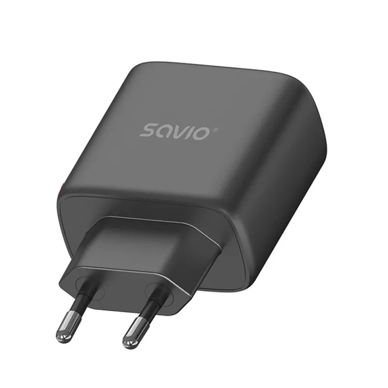 Sieťová nabíjačka SAVIO LA-06/B 30 W, USB-A + USB-C, Quick Charge, Power Delivery 3.0, čierna