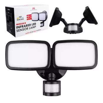 LED nástenné svietidlo MACLEAN MCE524 s PIR detektorom pohybu, model MCE524 B