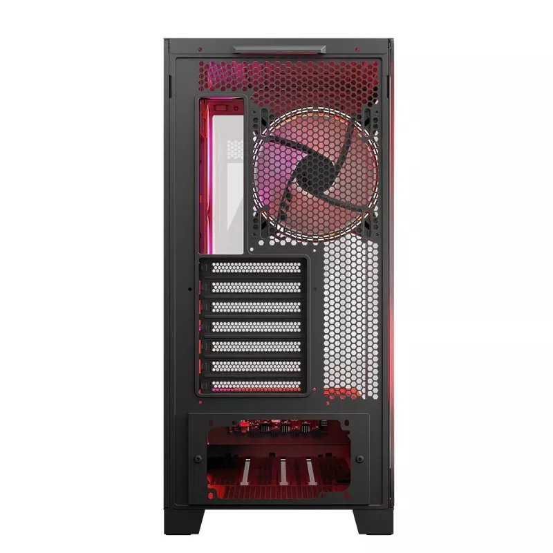 PC skriňa MODECOM Volcano SPACE APEX ARGB Midi Tower, tvrdené sklo, USB-C, podporuje ATX/microATX/Mini-ITX, GPU do 430 mm, CPU chladič do 180 mm