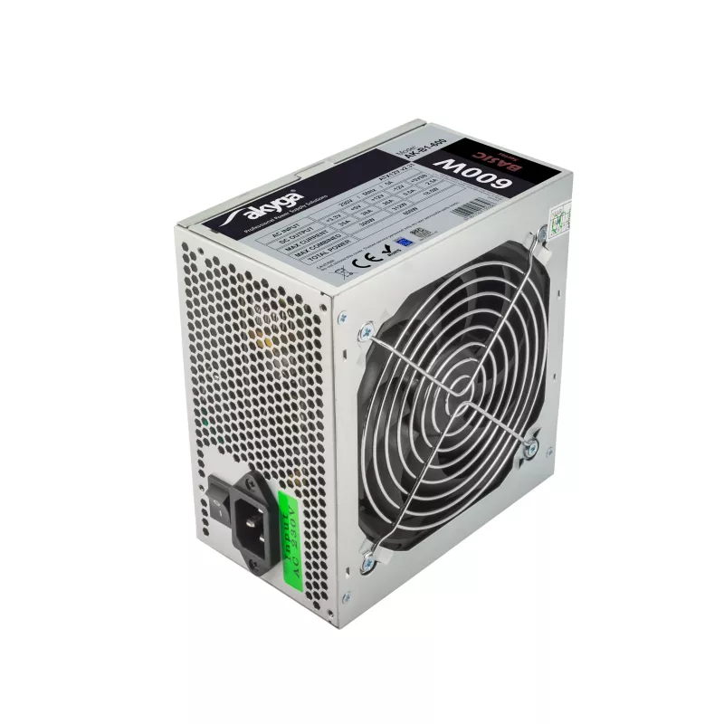 Akyga Basic AK-B1-600 ATX napájací zdroj 600 W, 120 mm ventilátor, pasívne PFC, sivý