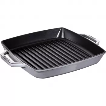 Grilovacia panvica Staub 40511-684-0 hranatá 28 cm, vhodná na indukciu, grafitovosivá