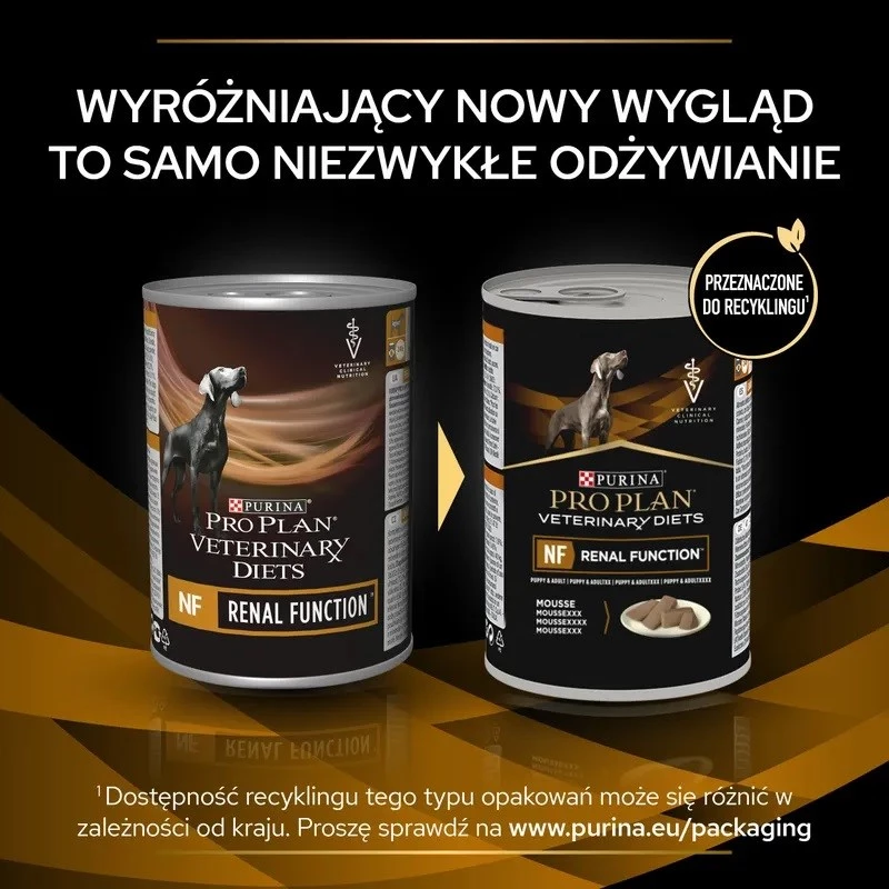 Mokré krmivo pre psov PURINA Pro Plan Veterinary Diets NF Renal Function terapeutické, bravčové, 400 g konzerva