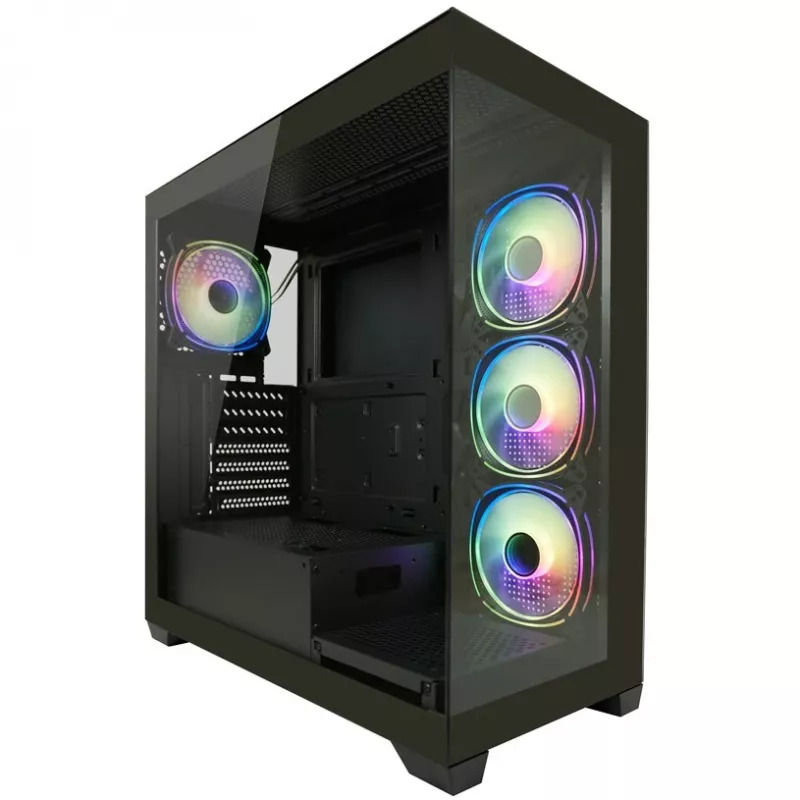 LC-Power skriňa MidiTower 715B čierna USB3.2/audio bez napájacieho zdroja SEAMLESS_X (LC-715B-ON)