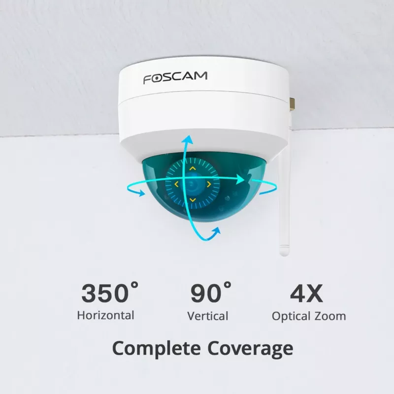Foscam D4Z vonkajšia IP bezpečnostná kamera, 4 MP, 1536p, Wi-Fi AC, LAN, biela