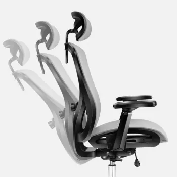 Rotačná kancelárska stolička mark adler Expert 5.3 sivá mesh – ergonomická, výškovo nastaviteľná, bedrová opierka, opierka hlavy, podrúčky