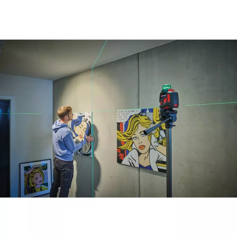 EINHELL TE-LL 360 G krížový líniový laser so zelenými a červenými laserovými líniami, čierny — model 2270119