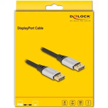 DeLOCK DisplayPort kábel 16K 60 Hz 2 m strieborný kov