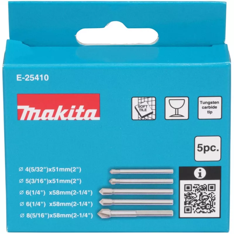 Sada vrtákov Makita E-25410 na sklo a obklady, 5 kusov