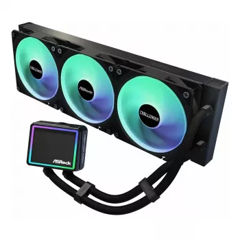 CPU chladič ASRock Challenger 360 Digital ARGB čierny — 360 mm kvapalinový AIO, ARGB osvetlenie, ventilátory na radiátore