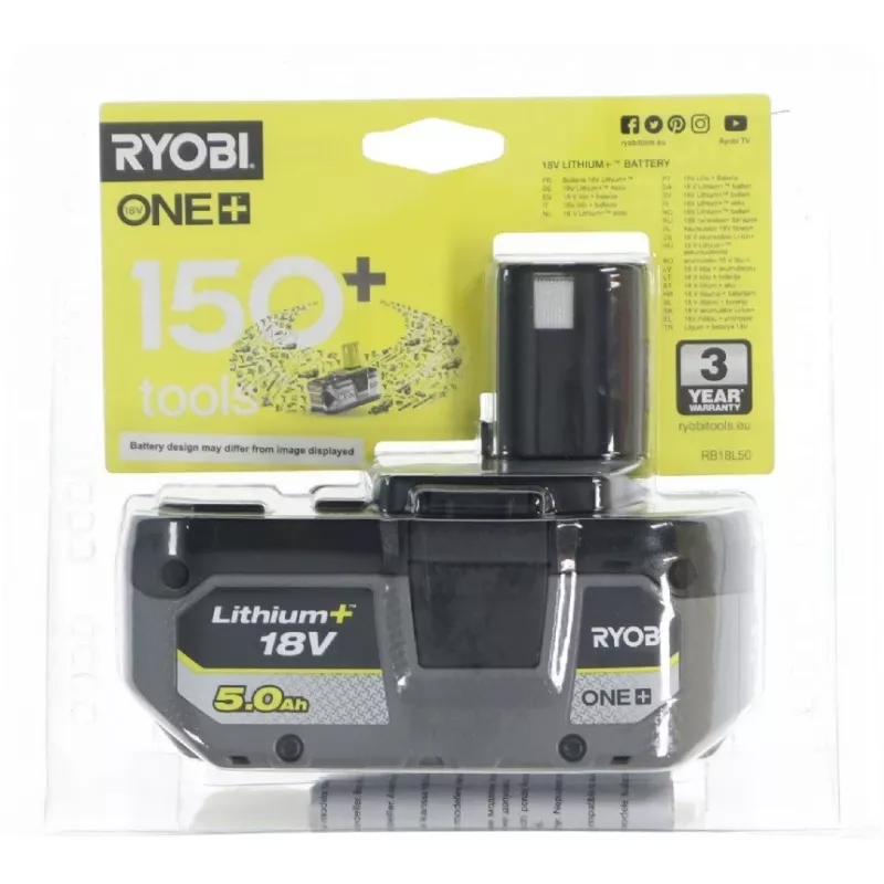 Ryobi 5133002433 RB 18L50 ONE+ 18V akumulátor 18 Volt 5,0 Ah Li-Ion