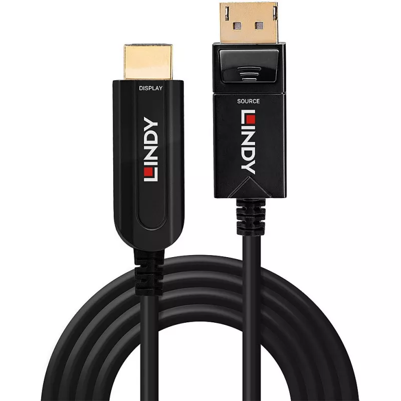 Lindy 30 m optický hybridný DisplayPort 1.2 na HDMI 18G kábel