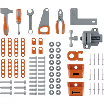 Detská hracia pracovná stolová súprava SMOBY Black & Decker model 2025 s nástrojmi a príslušenstvom