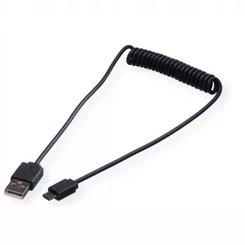 ROLINE USB 2.0 špirálový kábel - A - Micro B - ST/ST 1,0 m - tienený - USB 2.0 Type Micro B - 1 mm - špirálový kábel (11.02.8317)