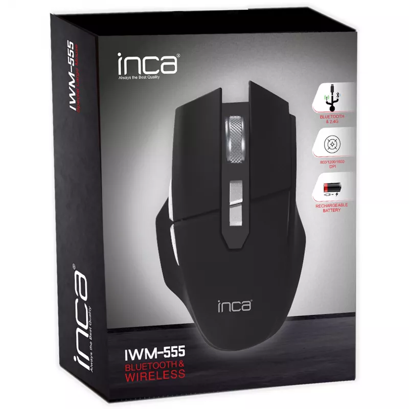 Cian Technology GmbH INCA myš IWM-555 Bluetooth & bezdrôtová batéria USB-C čierna retail - myš - Bluetooth