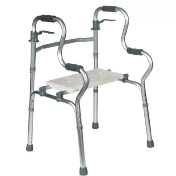 Rehabilitačný chodítko REHA FUND RF-133 3in1, hliníkový/oceľový rám, nastaviteľná výška 81–99 cm, 2 kolesá, sedadlo, max. zaťaženie 100 kg